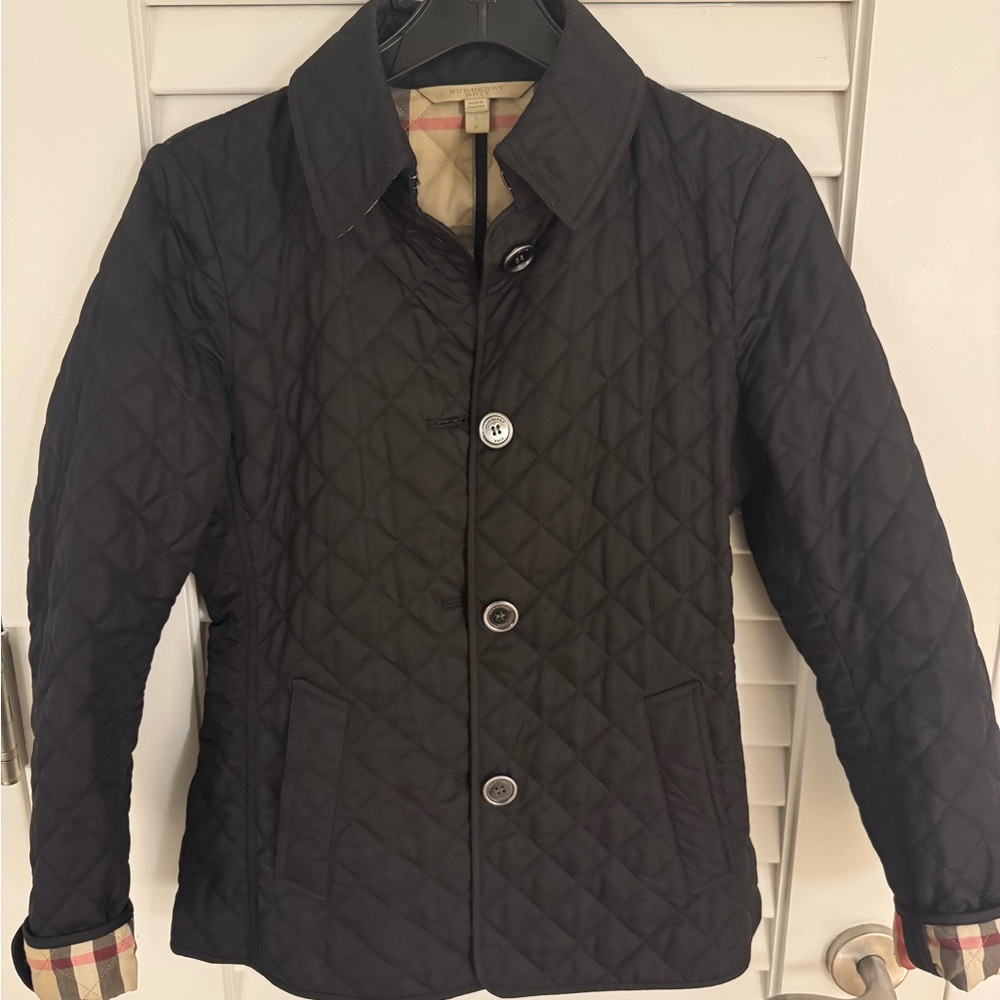 Black Quilted Jacket with Plaid Lining